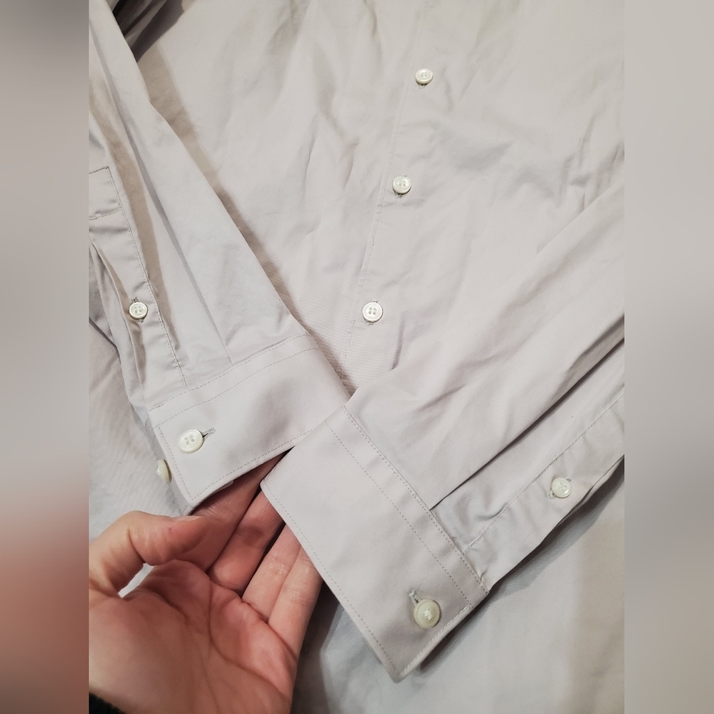 Tiger Of Sweden "Filbrodie" Extra-slim Burton Down Shirt. Long Sleeve Light Grey - Picture 7 of 13